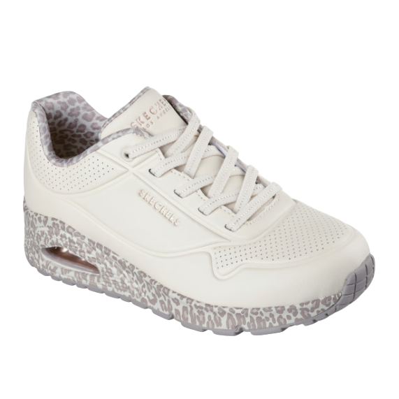 Skechers Womens Trainers Uno-Safari Time White/Leopard