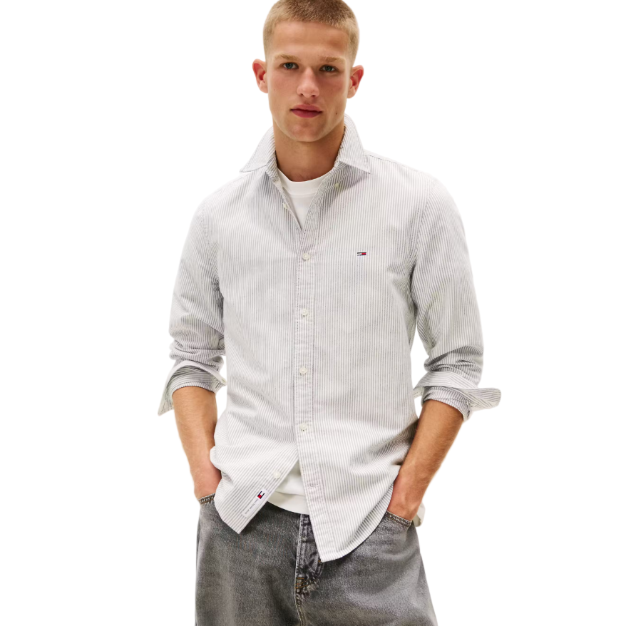 Tommy Jeans Mens Slim Oxford Shirt Nordic Iris/Stripes