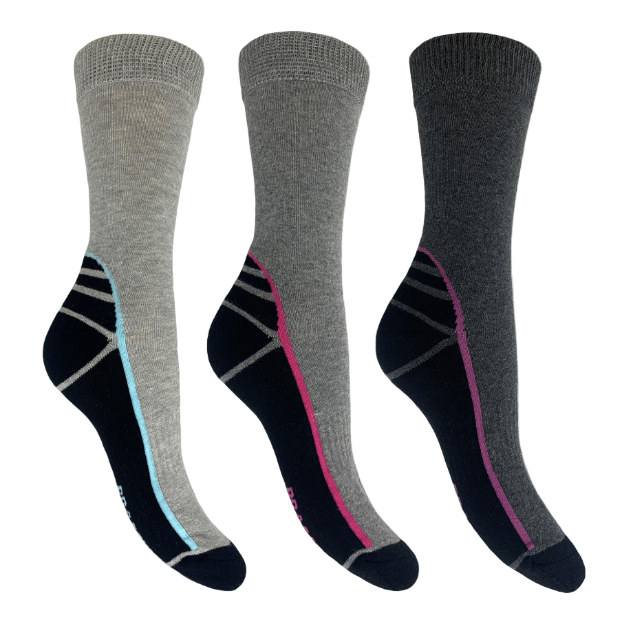 Bramble Womens Hiker Bamboo 3 Pack Socks Grey/Black