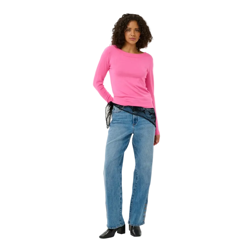 Kaffe Womens KAlizza Pullover Pink Power