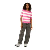 Kaffe Womens KAlizza Striped Knit Pink Power/Chalkv