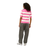 Kaffe Womens KAlizza Striped Knit Pink Power/Chalkv