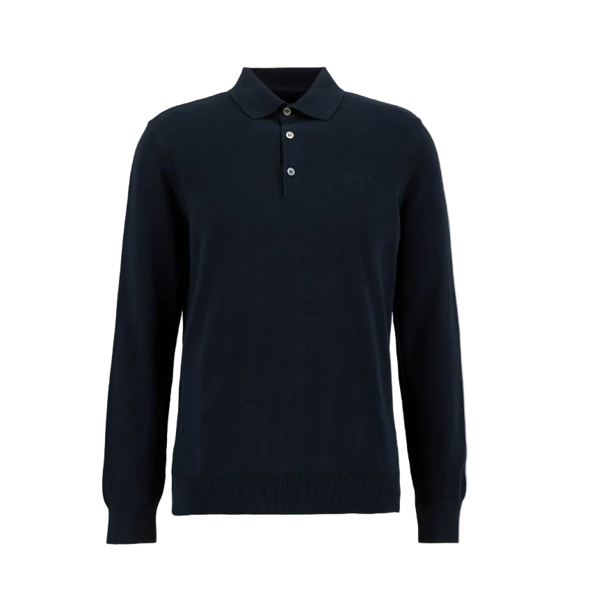 Barbour Mens Pima Cotton Knitted Polo Shirt Navy