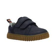 Clarks boys' navy leather trainer