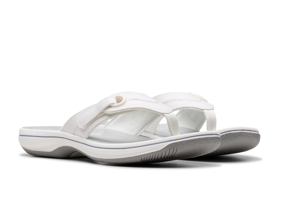 Clarks Womens Toe Post Sandal Brinkley Reyna White