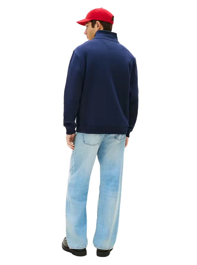 Tommy Jeans Mens 1/4 Zip Fleece Dark Night Navy
