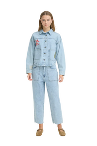 Ichi Womens Ihbauve Casual Jacket Light Blue Washed