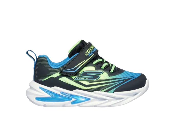 Skechers Boys Trainer S Lights: Flex-Glow Black/Blue/Lime