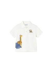 Mayoral Boys Animal Polo Shirt Cream