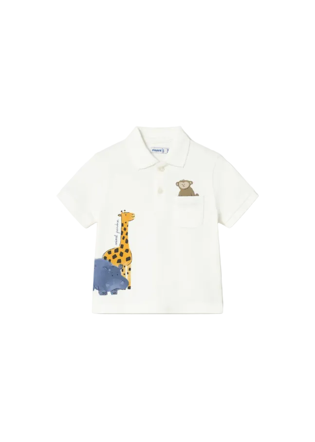 Mayoral Boys Animal Polo Shirt Cream