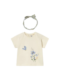 Mayoral Girls T-Shirt with Headband Bone
