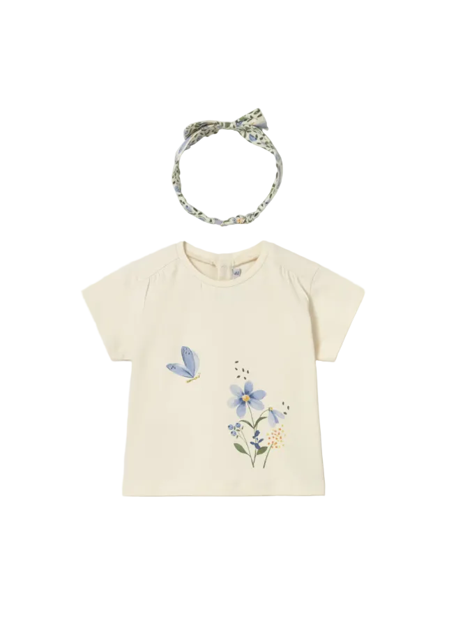 Mayoral Girls T-Shirt with Headband Bone