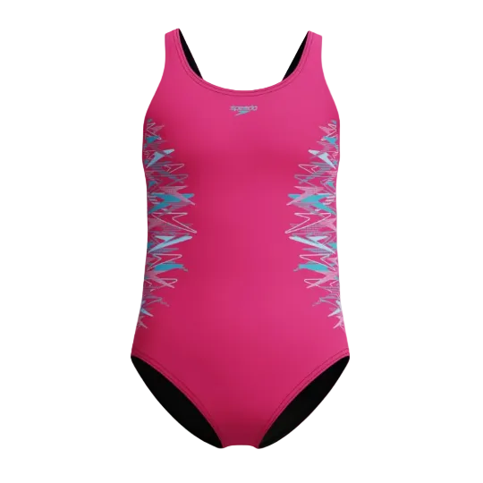 Speedo Girls Swimsuit Placement Muscleback Pink/Blue