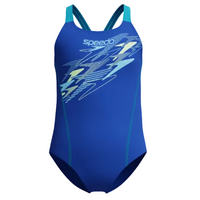 Speedo Girls Swimsuit Medley Logo Medalist Blue/Light Green