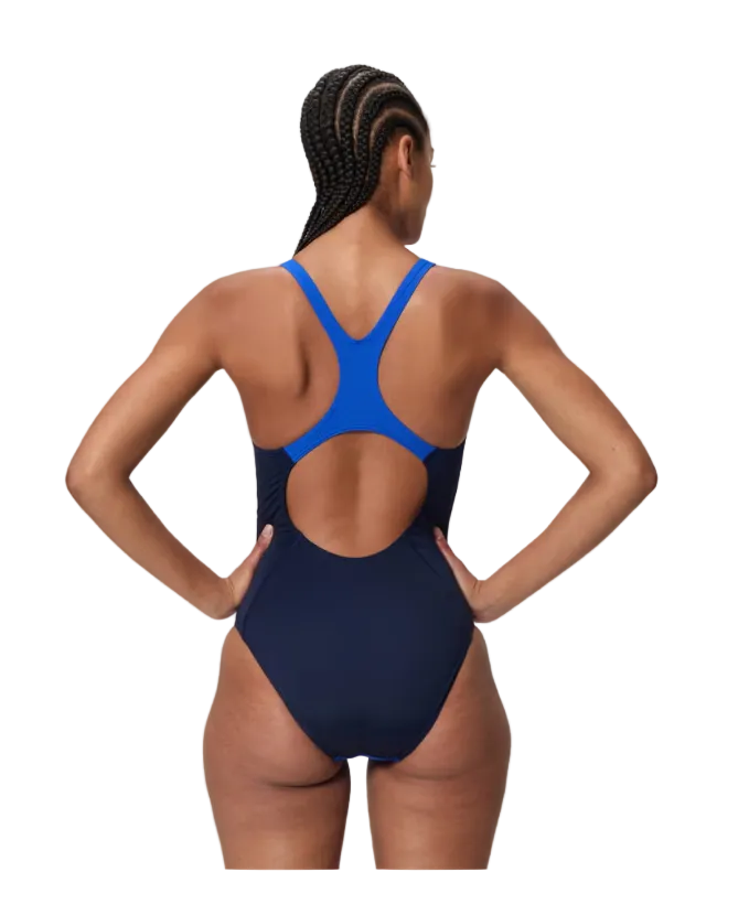Speedo Womens Swimsuit Solid Splice Medalist Navy/Blue