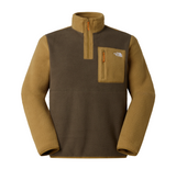The North Face men's green and taupe fleece quarter-zip top