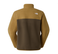 The North Face men's green and taupe fleece quarter-zip top