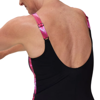 Speedo Womens Swimsuit Print Luna Lustre Black/Dark Pink