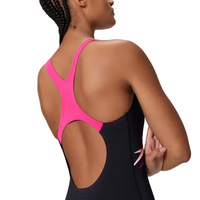 Speedo Womens Swimsuit Medley Logo Medalist Black/Pink