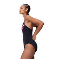 Speedo Womens Swimsuit Medley Logo Medalist Black/Pink