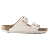 Birkenstock Womens Sandal Arizona Rivet Logo Canvas Eggshell