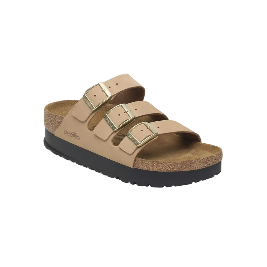 Birkenstock Womens Sandal Florida III Pap Flex Platform Sandcastle