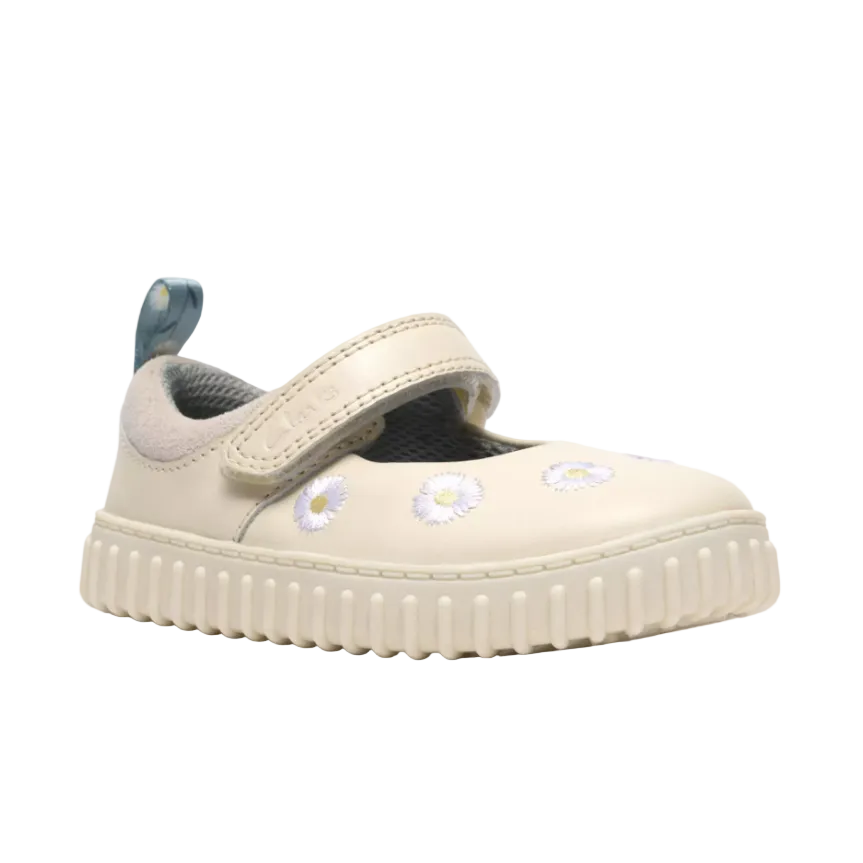Clarks Girls Shoe Cove Flower T Cotton Leather