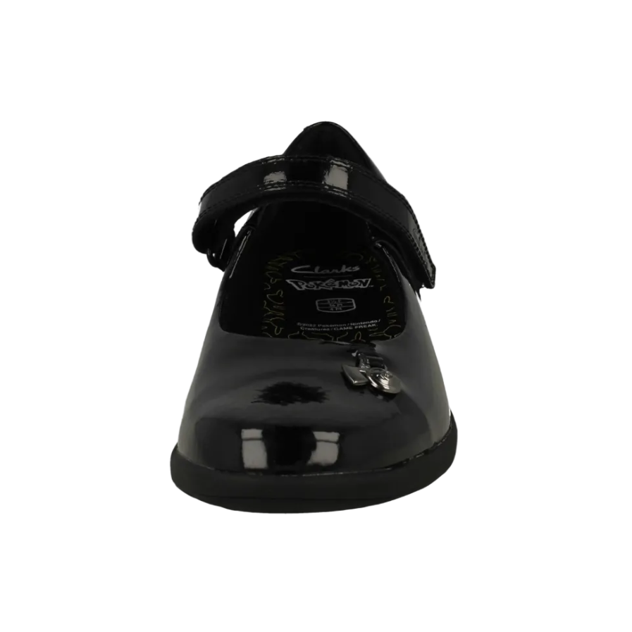 Clarks Girls School Shoe Etch Mist Black Patent