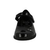 Clarks Etch Mist girls' black patent school shoe with touch-fastening strap