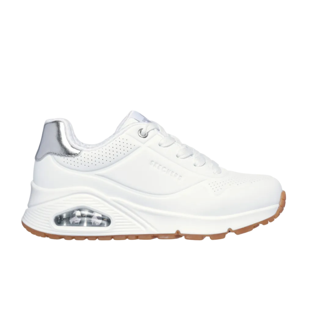 Skechers Girls Trainer Uno Gen 1- Shimmer Away White/Silver