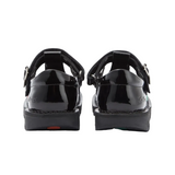 Kickers girls' black patent shoe with buckle