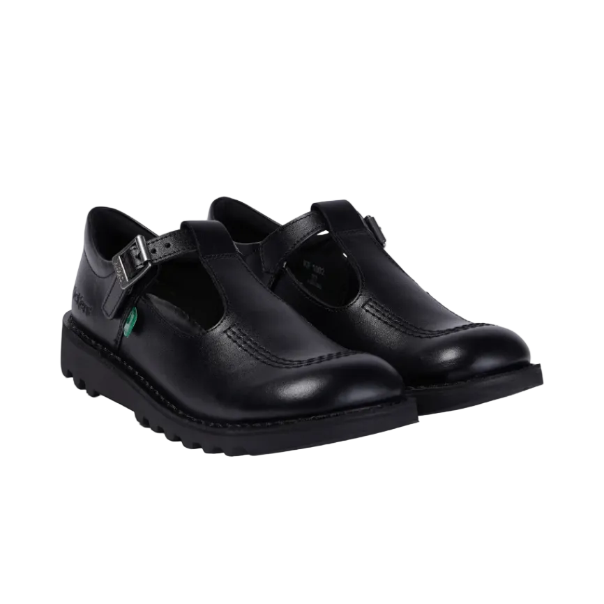 Kickers Youth Girls Kick T-Bar Leather Black
