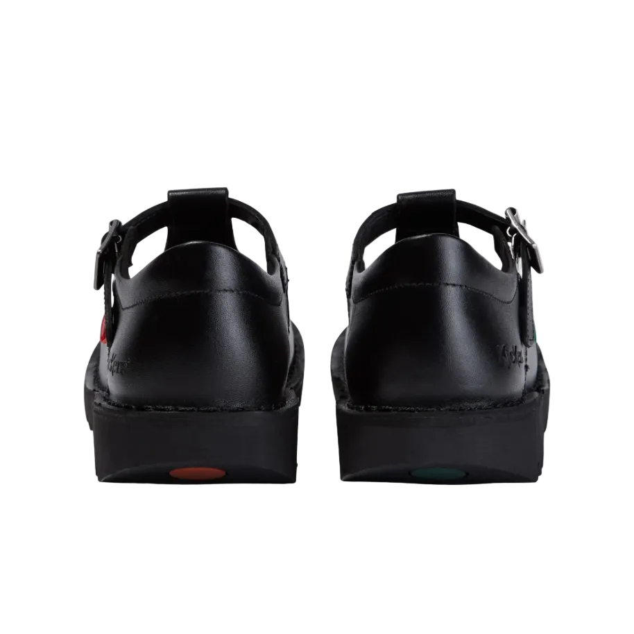 Kickers Youth Girls Kick T-Bar Leather Black