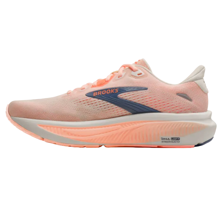 Brooks Womens Trainer Ghost 18 Star White/Cyber Peach/Grey