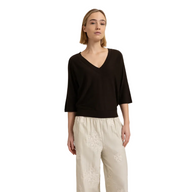 YAYA Womens Sweater V-Neck 3/4 Sleeves Delicioso Brown Melange