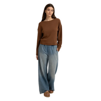 YAYA Womens Top V-Neck Twisted Detail Partridge Brown