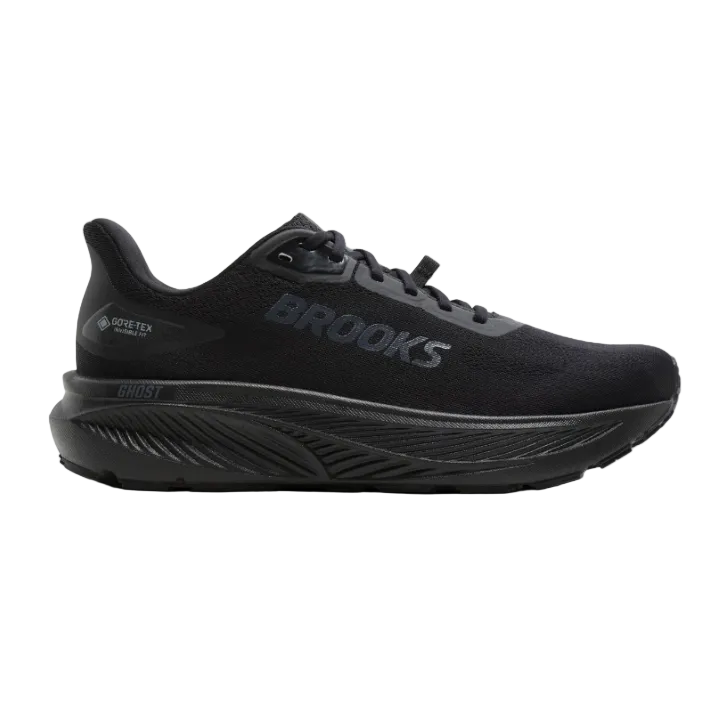 Brooks men's Ghost 18 GTX waterproof running trainer in black and ebony