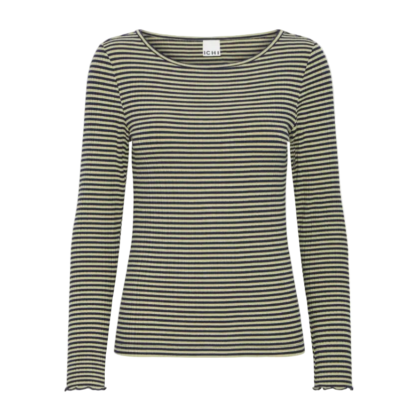 Ichi Womens T-Shirt Cella Long Sleeve Leek Green