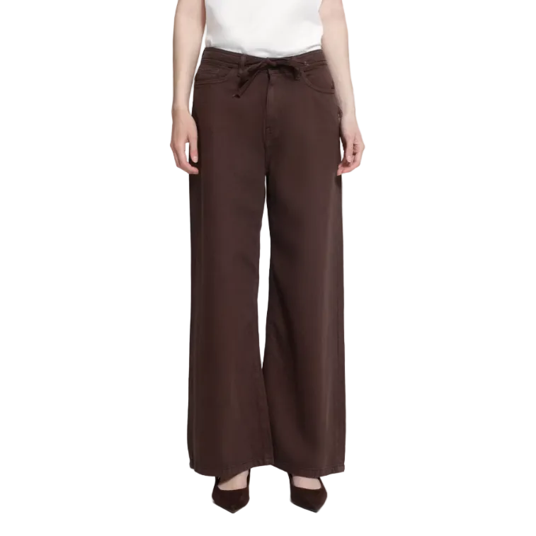 Ichi women's Hezano wide-leg jeans in chicory coffee brown