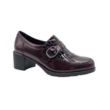 Pitillos women's burgundy heeled loafers with croc-effect detail