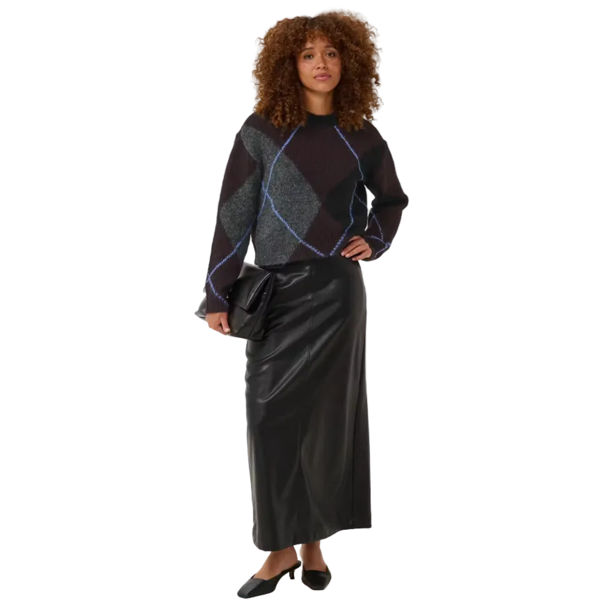 Kaffe Womens Pullover Grith Knit Dark Grey Melange/Fudge