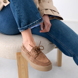 Paul Green Womens Boat Shoe 1197 Soft Suede Nut