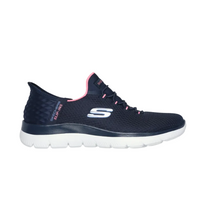 Skechers women's Summits Diamond Dream trainer in navy and pink