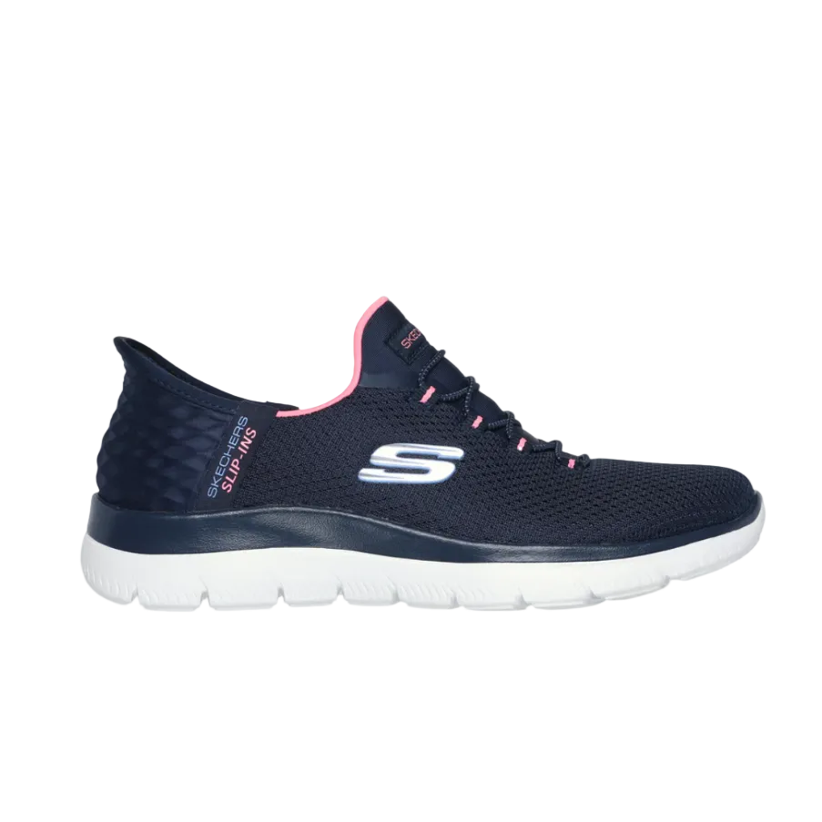 Skechers women's Summits Diamond Dream trainer in navy and pink