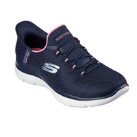 Skechers women's Summits Diamond Dream trainer in navy and pink