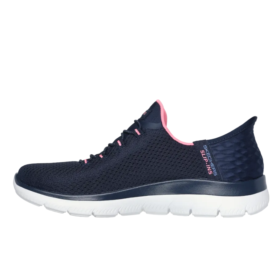 Skechers women's Summits Diamond Dream trainer in navy and pink