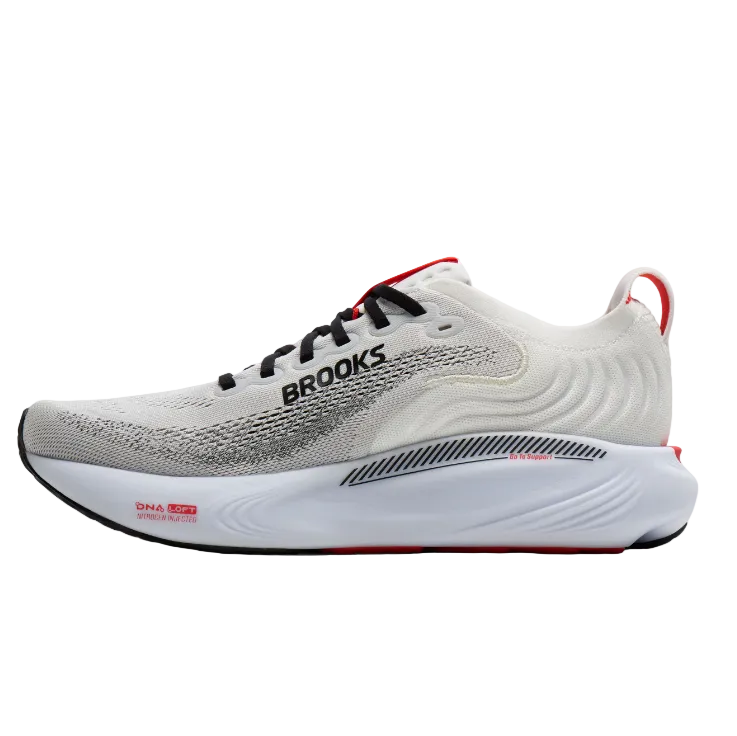 Brooks men's Adrenaline GTS 25 running trainers in white, black and red