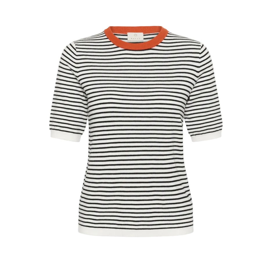 Kaffe Womens KAlizza Narrow Striped Pullover Chalk/Black/Tiger Lily