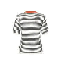 Kaffe Womens KAlizza Narrow Striped Pullover Chalk/Black/Tiger Lily