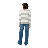 Kaffe Womens KAlizza Striped Polo Pullover Light Grey